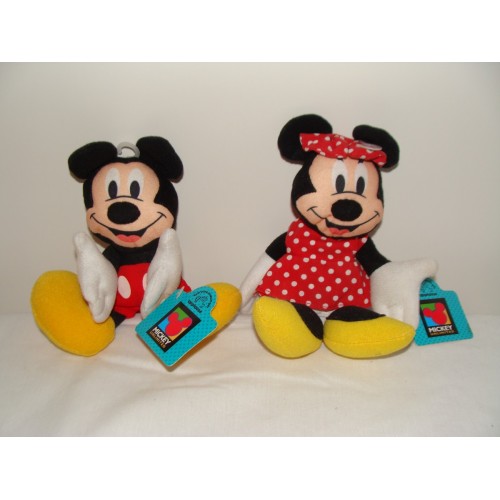 Lot of 2 Vintage Mickey Mouse & Minnie Mouse Felt Beanies